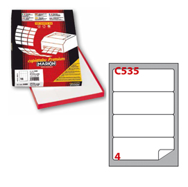 Etichetta adesiva C/535 bianca 100fg A4 190x61mm c/angoli arrot. (4et/fg) Markin