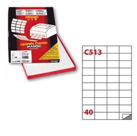 Etichetta adesiva C/513 bianca 100fg A4 52,5x29,7mm (40et/fg) Markin