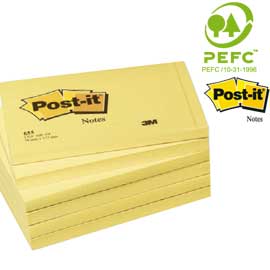 BLOCCO 100fg Post-it  Giallo Canary 76x127mm 655