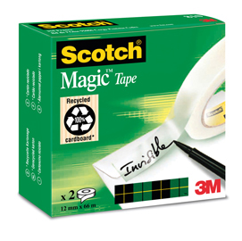 SCATOLA 2 RT NASTRO Scotch  ADESIVO 810-1266 12MMX66MT per BORDURE e GIUNZIONI