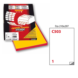 Etichetta adesiva C/503 giallo 100fg A4 210x297mm (1et/fg) Markin