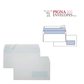 500 BUSTE BIANCHE 110X230MM C/FINESTRA 90GR Silver 90 Strip