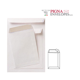 100 BUSTE A SACCO BIANCHE 190X260MM 80GR ADESIVA COMPETITOR PIGNA