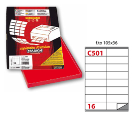Etichetta adesiva C/501 rosso 100fg A4 105x36mm (16et/fg) Markin