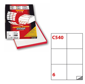 Etichetta adesiva C/540 bianca 100fg A4 105x99mm (6et/fg) Markin