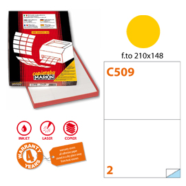 Etichetta adesiva C/509 giallo 100fg A4 210x148,5mm (2et/fg) Markin