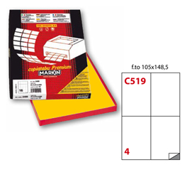 Etichetta adesiva C/519 giallo 100fg A4 105x148,5mm (4et/fg) Markin