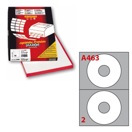 Etichetta adesiva A/463 bianca 100fg x CD D117,5mm foro41mm (2et/fg) Markin