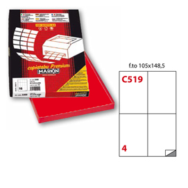 Etichetta adesiva C/519 rosso 100fg A4 105x148,5mm (4et/fg) Markin