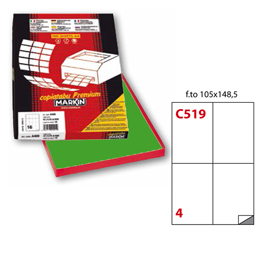 Etichetta adesiva C/519 verde 100fg A4 105x148,5mm (4et/fg) Markin
