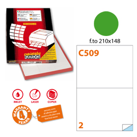 Etichetta adesiva C/509 verde 100fg A4 210x148,5mm (2et/fg) Markin