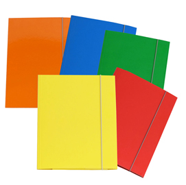 Cartella 3 lembi cartone plastificato c/elastico 25x34cm colori ass. Cart.Garda