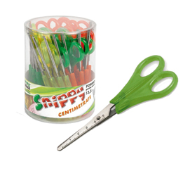Barattolo 24 forbici SNIPPY centimetrate 13,5cm punta tonda LEBEZ