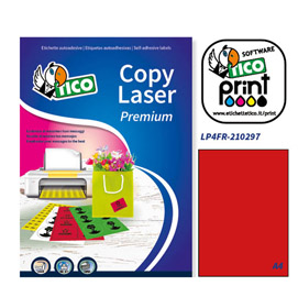 Etichetta adesiva LP4F rosso fluo 70fg A4 210x297mm (1et/fg) Tico