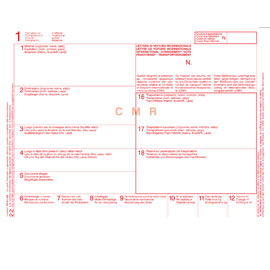 MODELLO CMR LETTERA VETTURA INTERNAZ. 5COPIE autoric 12"x24CM 100FG E0052BIS