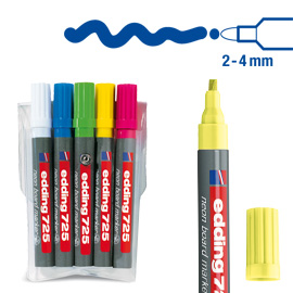 BUSTA 5 MARCATORI FLUO PER LAVAGNE BIANCHE EDDING 725