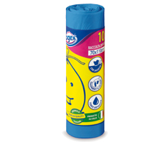 10 SACCHI IMMONDIZIA 70X110CM 120LT HD 16mic AZZURRO LOGEX