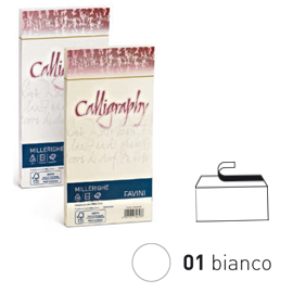 25 BUSTE CALLIGRAPHY MILLERIGHE 110X220MM 100GR 01 BIANCO