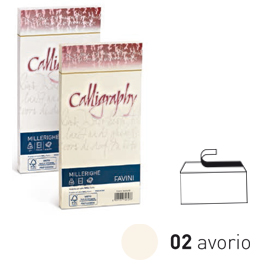 25 BUSTE CALLIGRAPHY MILLERIGHE 110X220MM 100GR 02 AVORIO