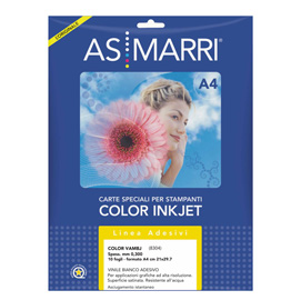 VINILE INKJET A4 ADESIVO BIANCO PERMANENTE 10fg MARRI