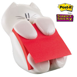 DISPENSER GATTO + RICARICA Post-it  Super Sticky Z-Notes 76x76mm ROSSO RUBINO