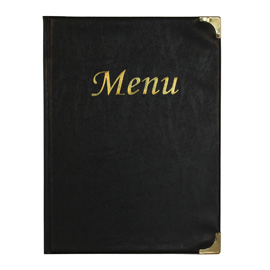 PORTA MENU' A4-31,5x24cm NERO in PVC BASIC con 4+2 BUSTE FISSE