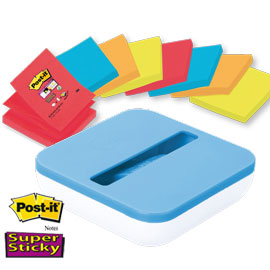 DISPENSER VAL +8 ricarche Post-it®Super Sticky Z-Notes colori ass. 76x76mm