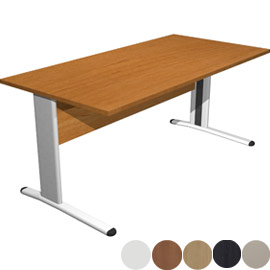 SCRIVANIA LINEARE 80X80cm NOCE CHIARO - fianchi vernic. effetto cromato EASY