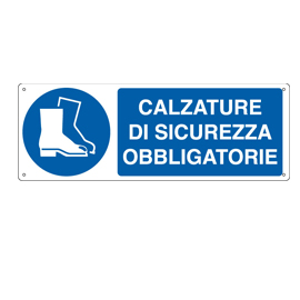 CARTELLO ALLUMINIO 35x12,5cm 'Calzatura di sicurezza obbligatoria"