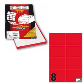 Etichetta adesiva C/512 rosso fluo 100fg A4 105x74,25mm (8et/fg) Markin