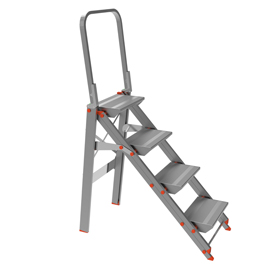 SCALA SGABELLO ALLUMINIO 4 GRADINI con PARAPETTO Class piU'