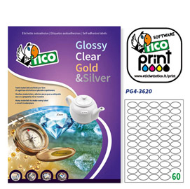 Etichetta adesiva PG4 bianca lucida 100fg A4 36x22mm (55et/fg) Tico