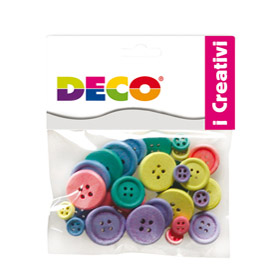 Confezione 30 bottoni in legno colori pastello CWR