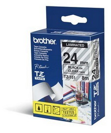 NASTRO BROTHER TZ-e151 24MMx8MT NEROTRASPARENTE