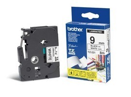NASTRO BROTHER TZE-221 9MMx8MT NERO/BIANCO