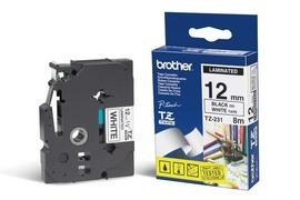 NASTRO BROTHER TZE-231 12MMx8MT NERO/BIANCO LAMINATO