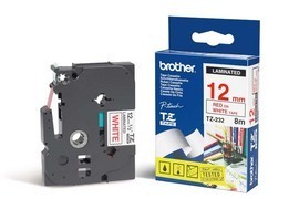 NASTRO LAMINATO BROTHER TZE-222 12MMx8MT ROSSO/BIANCO