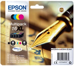 MULTIPACK 16XL CONTENENTE N.4 CARTUCCE A PIGMENTI SERIE 16XL/PENNA E CRUCIVERBA