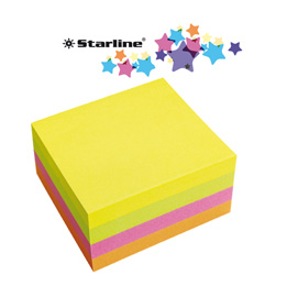 CUBO BIGLIETTI ADESIVI ASSORT.NEON 75X75mm 320fg 70gr Starline