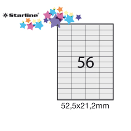 Etichetta adesiva bianca 100fg A4 52,5x21,2mm (56et/fg) STARLINE