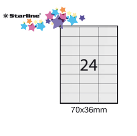 Etichetta adesiva bianca 100fg A4 70x36mm (24et/fg) STARLINE