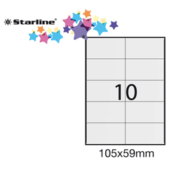 Etichetta adesiva bianca 100fg A4 105x59mm (10et/fg) STARLINE