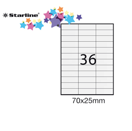 Etichetta adesiva bianca 100fg A4 70x25mm (36et/fg) STARLINE