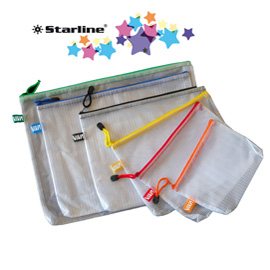 Busta in PVC a rete A4-27x36cm con cerniera blu