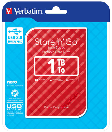 UBS PORTATILE STORE 'N' GO 1TB USB 3.0 RED (9.5MM DRIVE)